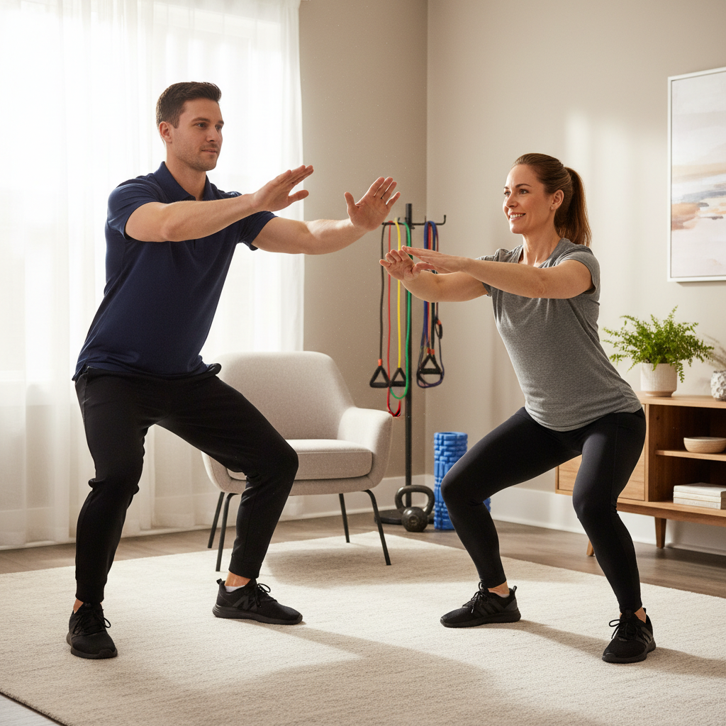 Sports physical therapy movement assessment in Murfreesboro with athletic client and expert therapist evaluating performance